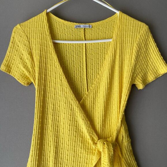 Zara sz S yellow mini faux wrap romper - Picture 2 of 8